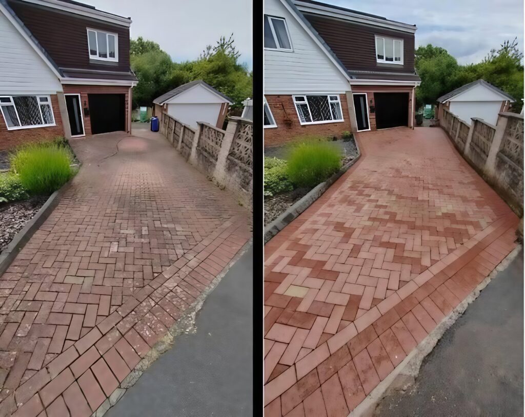 Jetwash driveway before and after